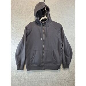 George Jacket Mens Large Black Sherpa Lined Warm Soft Hooded Outdoor Full Zip